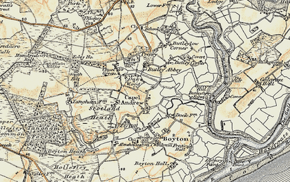 Old map of Butley Abbey in 1898-1901