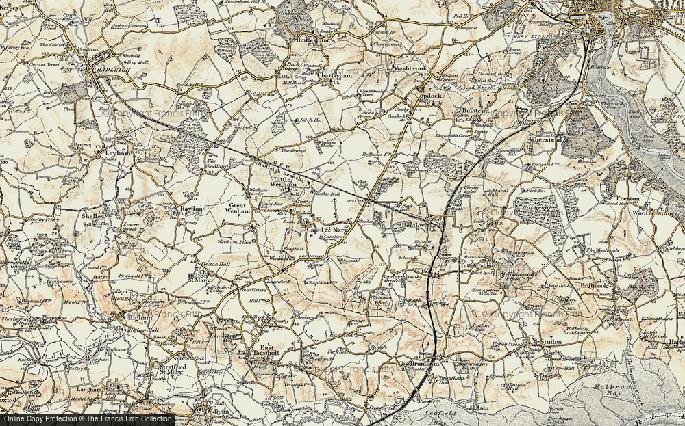 Old Map of Historic Map covering Bentley Long Wood in 1898-1901