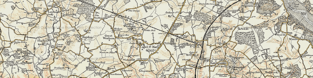 Old map of Bentley Long Wood in 1898-1901