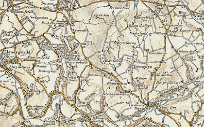 Old map of Bryneurin in 1901