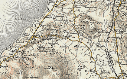 Old map of Afon Desach in 1903