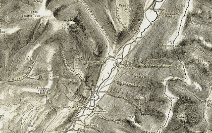 Old map of Blackhope Burn in 1904