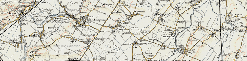 Old map of Car Colston in 1902-1903