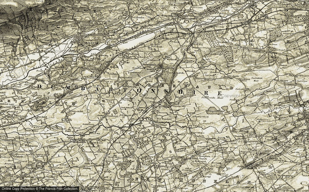 Old Map of Carbrain, 1904-1907 in 1904-1907