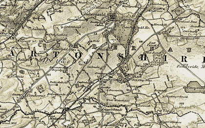 Old map of Carbrain in 1904-1907