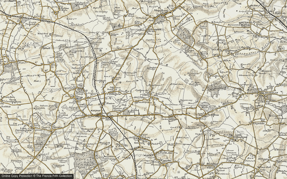 Old Map of Carbrooke, 1901-1902 in 1901-1902