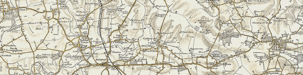 Old map of Carbrooke in 1901-1902