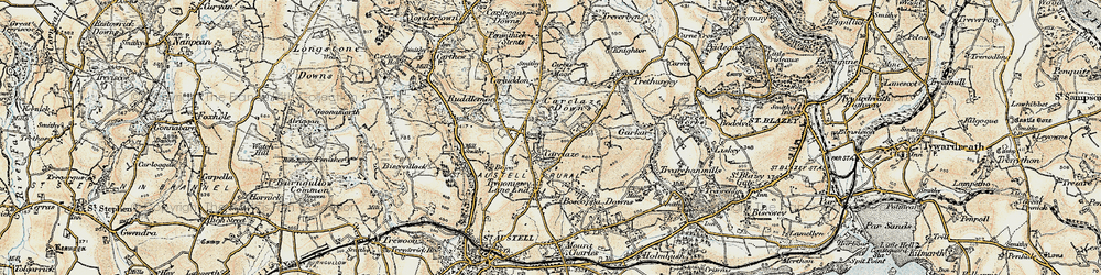 Old map of Carclaze in 1900