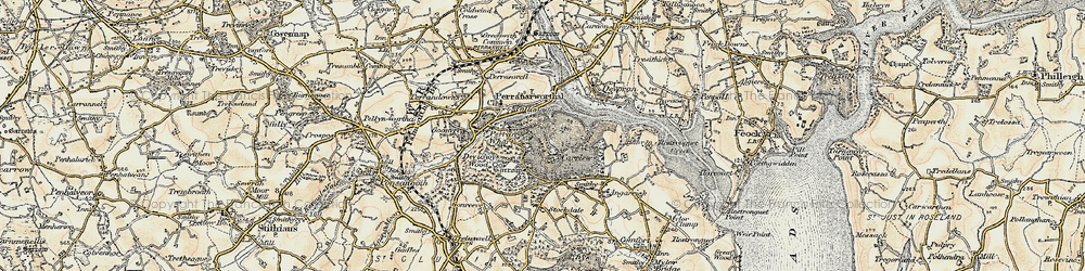 Old map of Carclew in 1900
