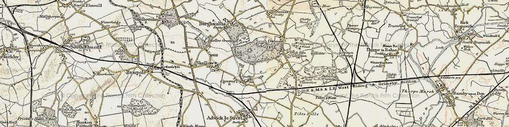 Old map of Carcroft in 1903