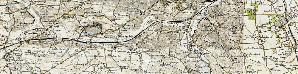 Old map of Cardew in 1901-1904
