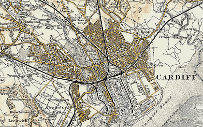 Old map of Cardiff in 1899-1900