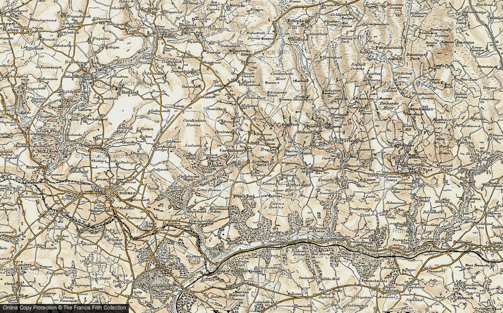 Old Map of Cardinham, 1900 in 1900