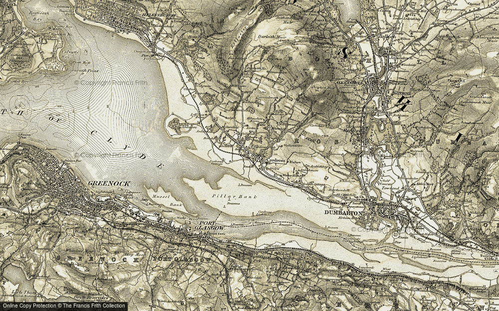 Old Map of Historic Map covering Auchensail in 1905-1907