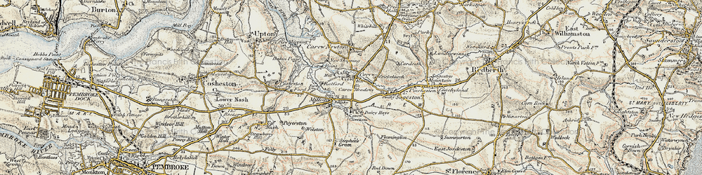 Old map of Carew in 1901-1912