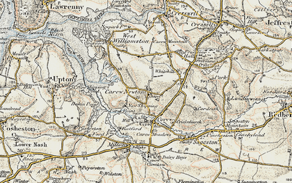 Old map of Carew Newton in 1901-1912