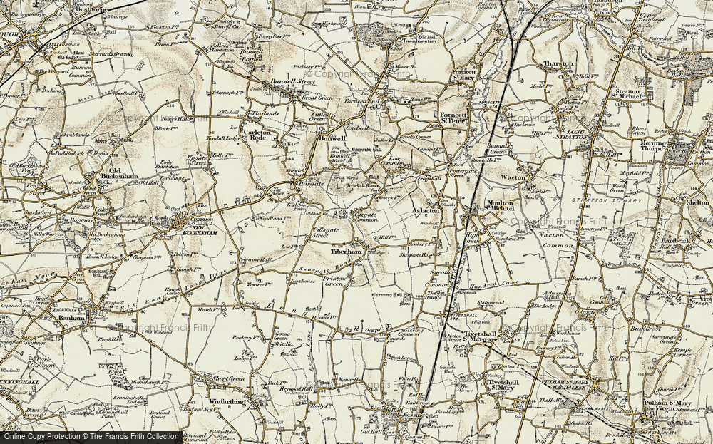 Old Map of Cargate Common, 1901-1902 in 1901-1902