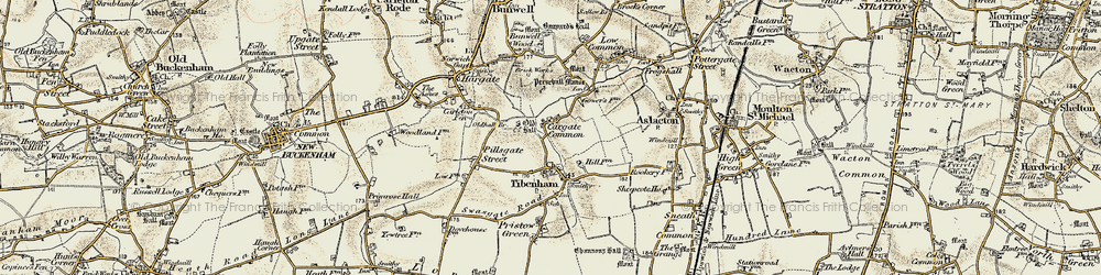 Old map of Cargate Common in 1901-1902
