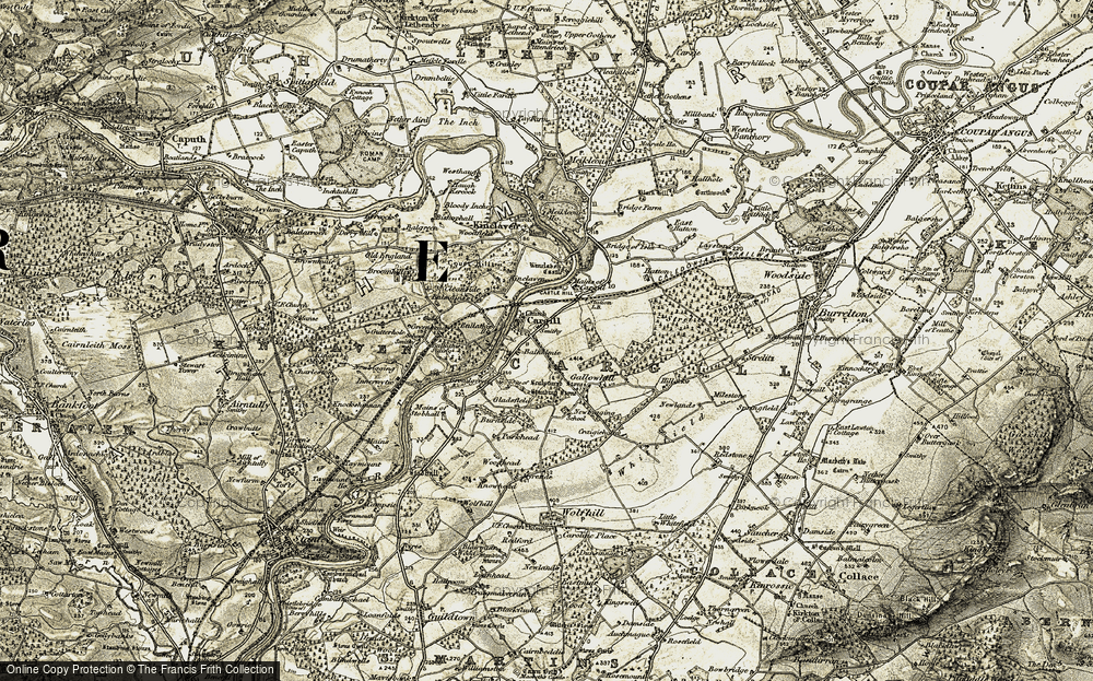 Old Map of Historic Map covering Broadgreen in 1907-1908