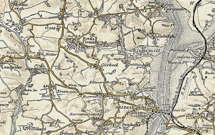 Old map of Carkeel in 1899-1900