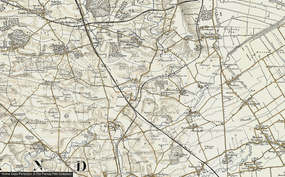 Old Map of Historic Map covering Braceborough Great Wood in 1901-1903
