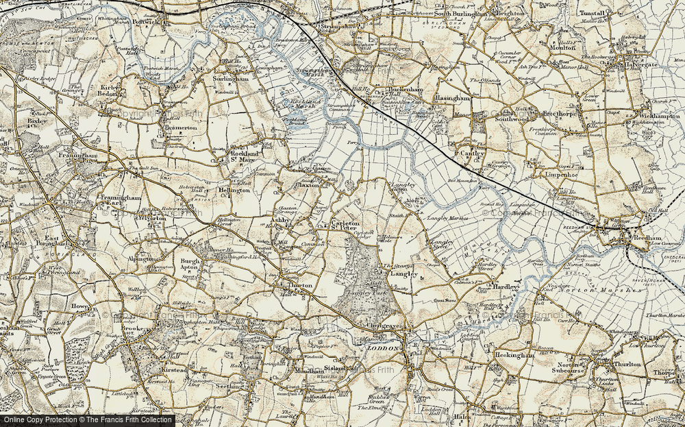 Old Map of Historic Map covering Langley Green in 1901-1902