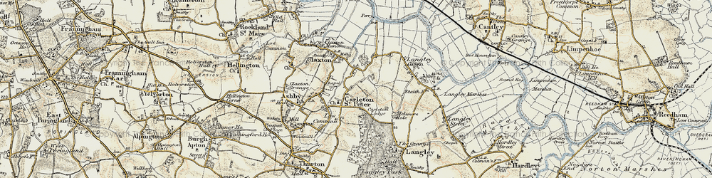 Old map of Langley Green in 1901-1902