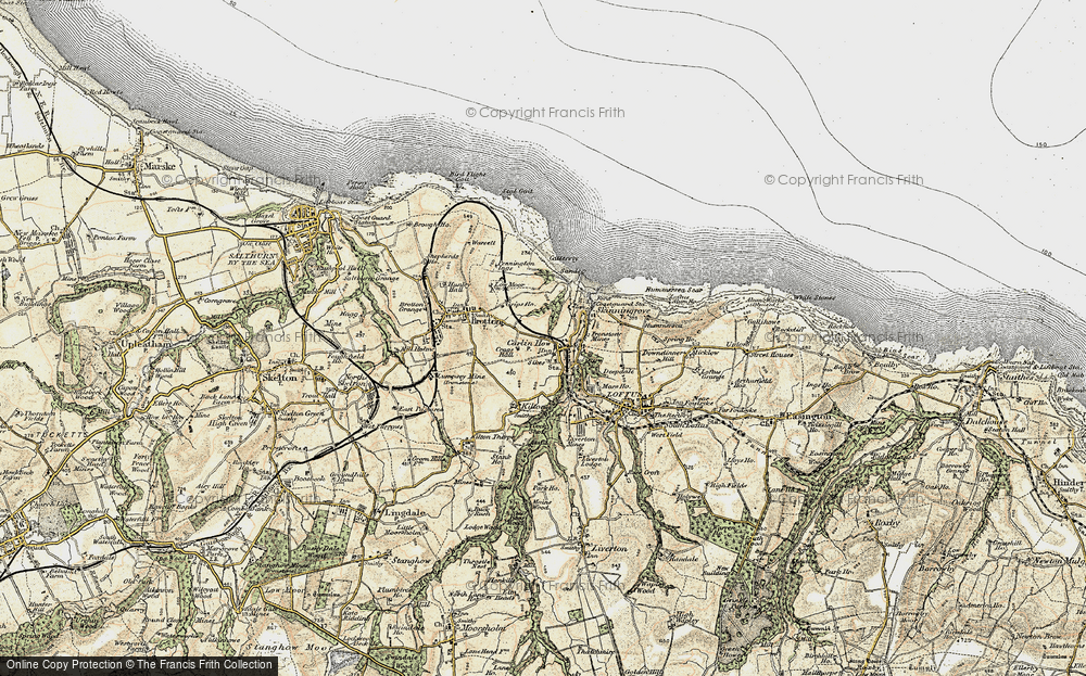 OLD ORDNANCE SURVEY MAP EAST CLEVELAND 1865-1884 LOFTUS REDCAR STAITHES SALTBURN 