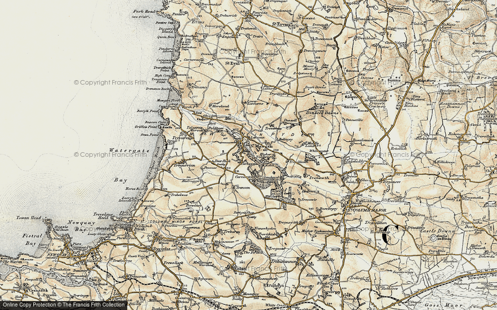 Old Map of Historic Map covering Lanherne in 1900