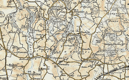Old map of Carloggas in 1900