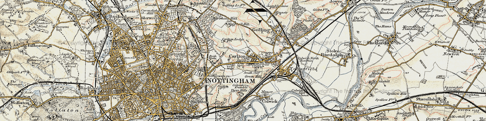 Old map of Carlton in 1902-1903