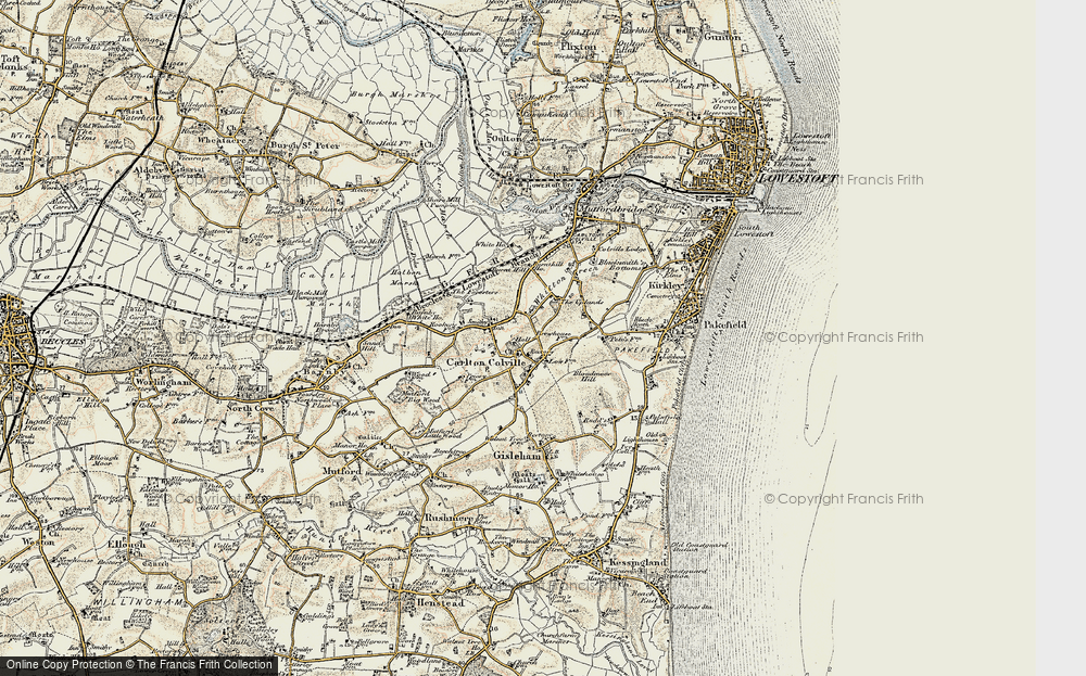 Old Map of Historic Map covering Bloodmoor Hill in 1901-1902