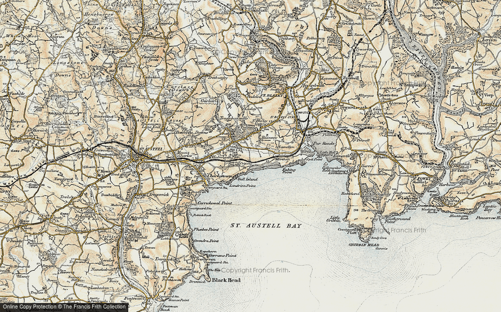 Old Map of Carlyon Bay, 1900 in 1900
