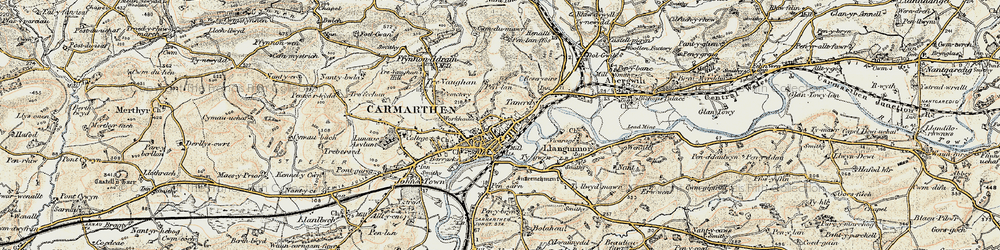 Old map of Carmarthen in 1901