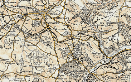 Old map of Carminow Cross in 1900