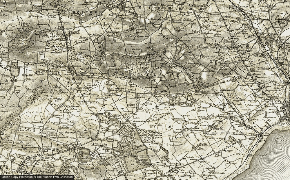 Old Map of Carmyllie, 1907-1908 in 1907-1908