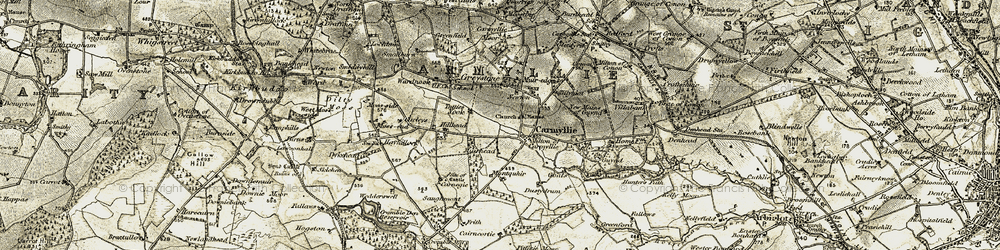 Old map of Carmyllie in 1907-1908