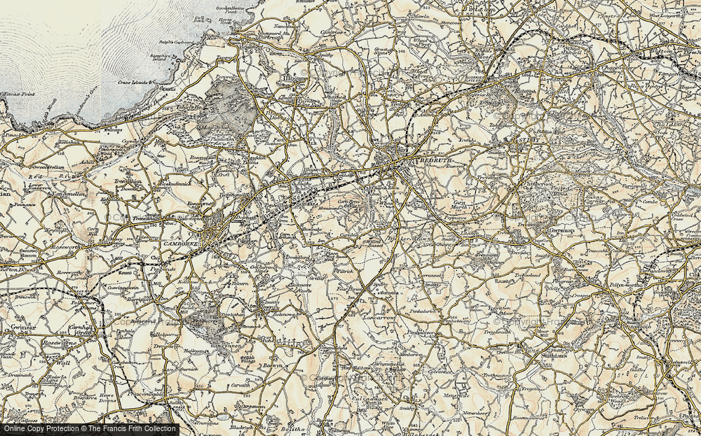 Old Map of Carn Brea, 1900 in 1900