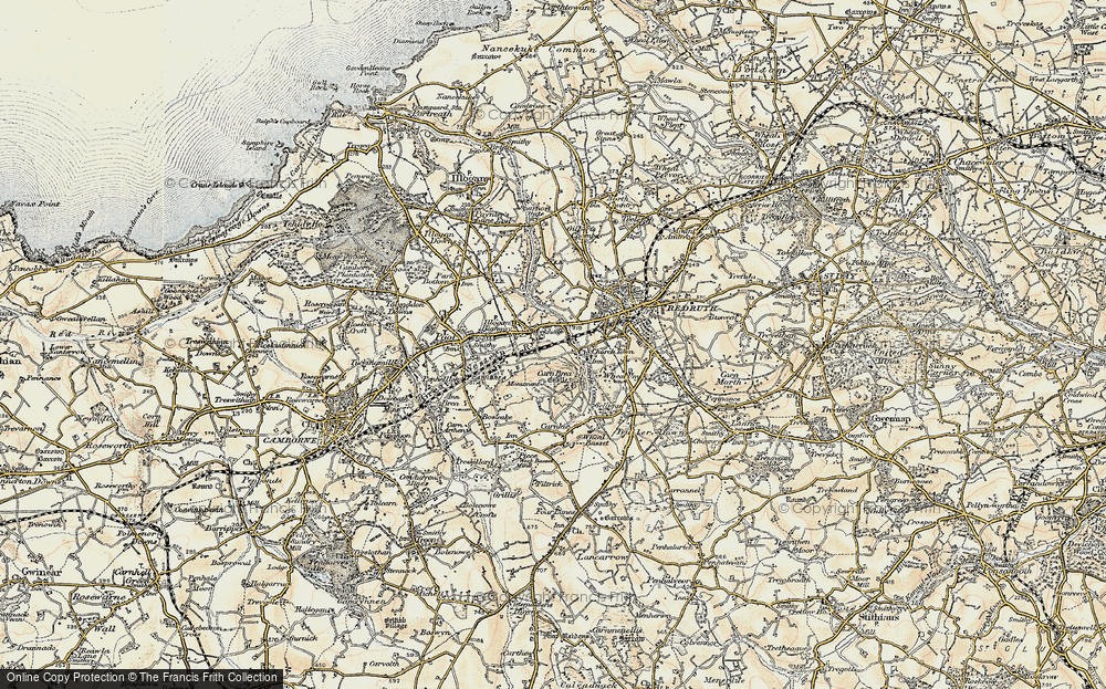 Old Map of Carn Brea Village, 1900 in 1900