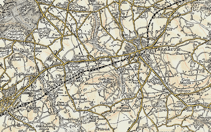 Old map of Carn Brea Village in 1900