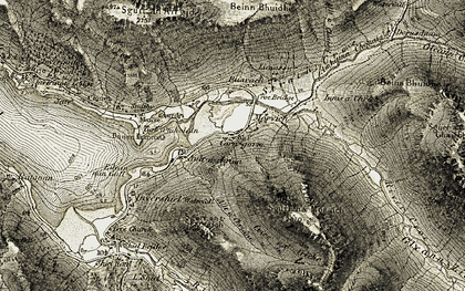 Old map of Allt a' Chruinn in 1908-1909
