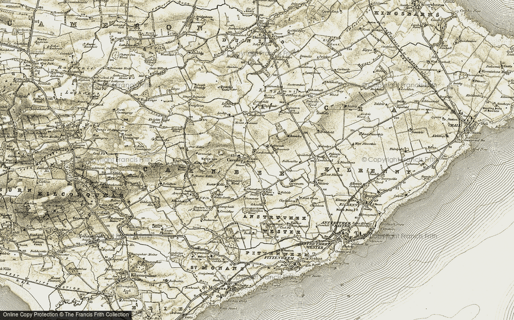 Old Map of Carnbee, 1906-1908 in 1906-1908