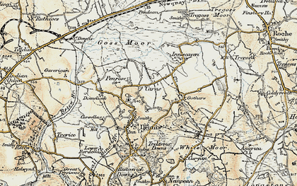 Old map of Goss Moor in 1900