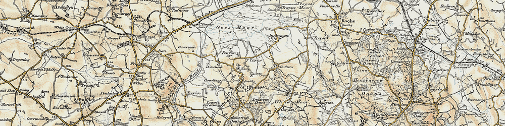 Old map of Goss Moor in 1900