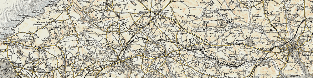 Old map of Carnhot in 1900