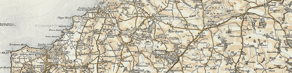 Old map of Carnkief in 1900