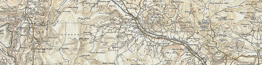 Old map of Bryn yr Aran in 1902-1903