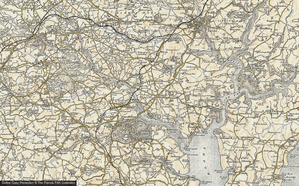 Old Map of Carnon Downs, 1900 in 1900