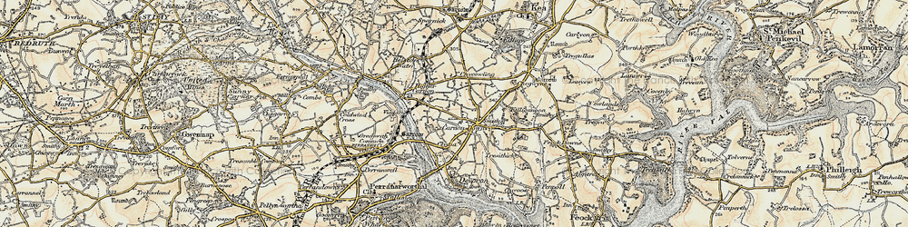 Old map of Carnon Downs in 1900