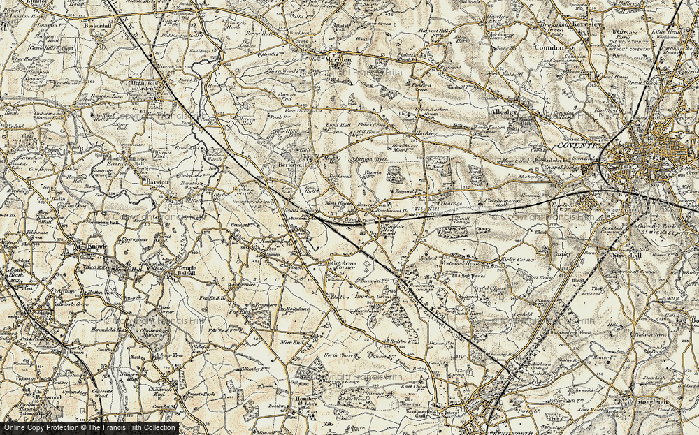 Old Map of Historic Map covering Berkswell Sta in 1901-1902